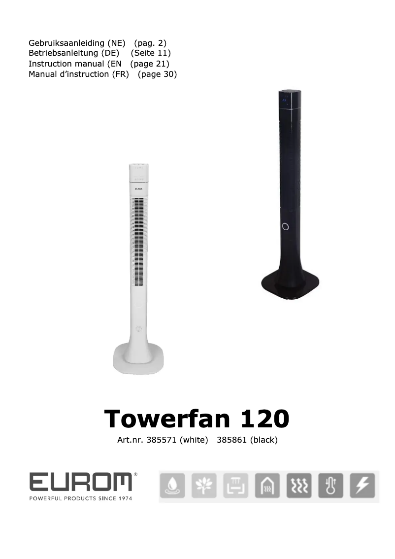 Image de la première page du manuel de l'appareil Towerfan 120