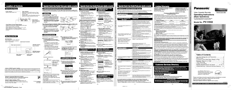Página 1 del manual Manual de usuario Panasonic PV-V402