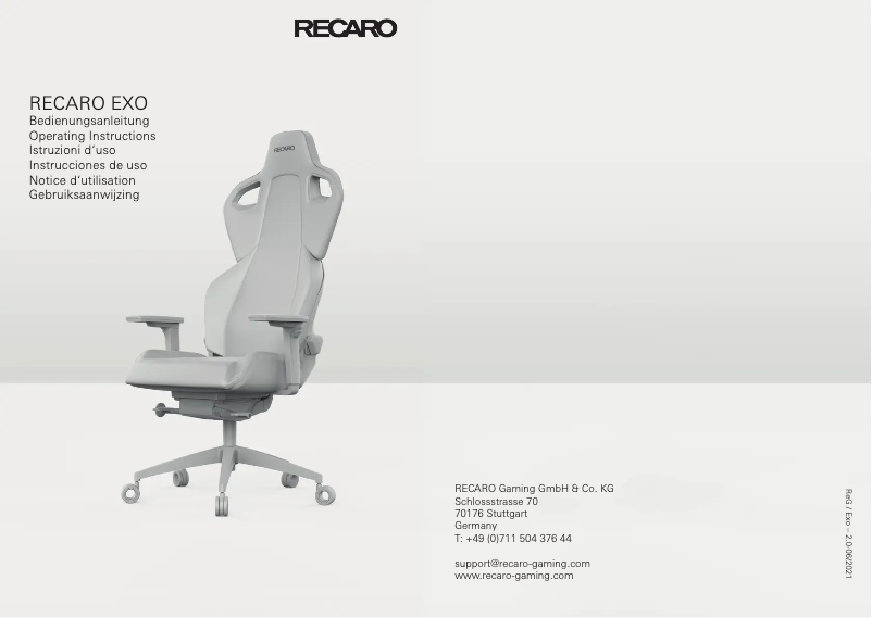 Página 1 del manual Manual de usuario Recaro EXO