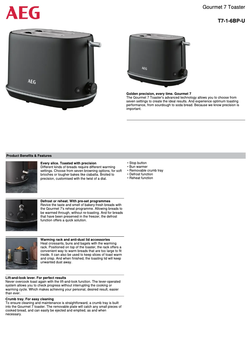Página 1 del manual Manual de usuario AEG Gourmet 7 T7-1-6BP-U