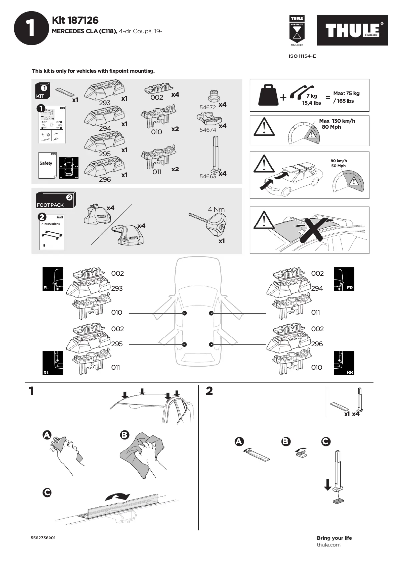 Page n°1 - Manuel utilisateur Thule Kit 187126