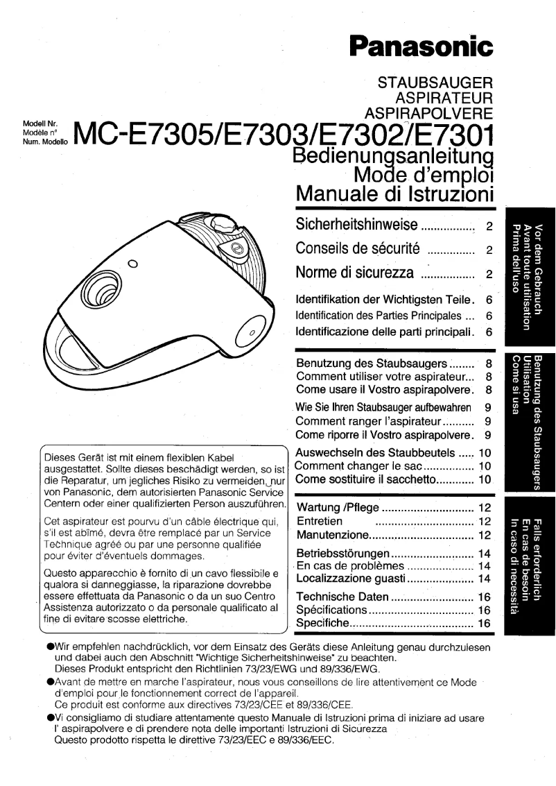 Imagen de la primera página del manual del dispositivo MC-E7305