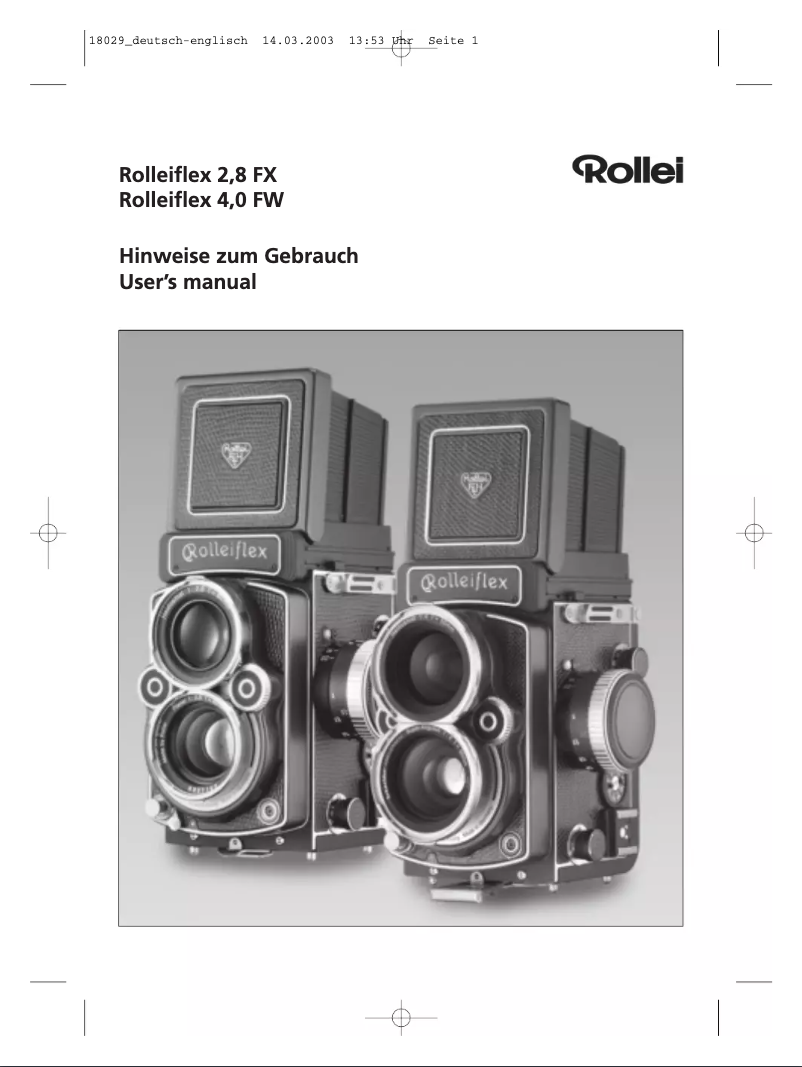 Page 1 de la notice Manuel utilisateur Rollei flex 2.8 FX