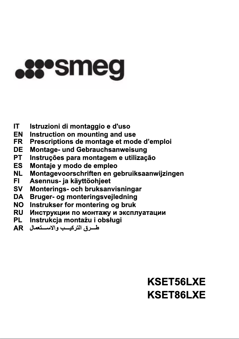 Page n°1 - Manuel utilisateur Smeg KSET86LXE
