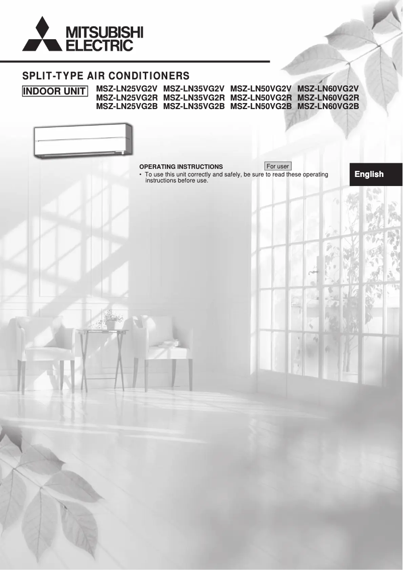 Page 1 de la notice Manuel utilisateur Mitsubishi MSZ-LN50VG2