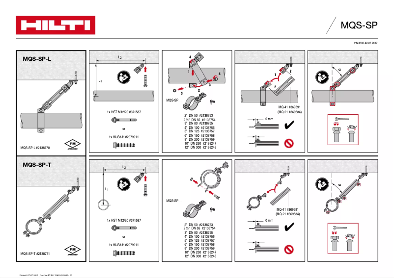 Page 1 de la notice Instructions / montage Hilti MQS-SP-T