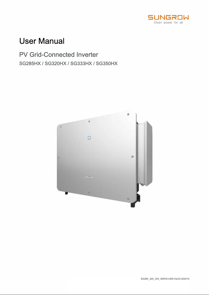 Image de la première page du manuel de l'appareil SG350HX