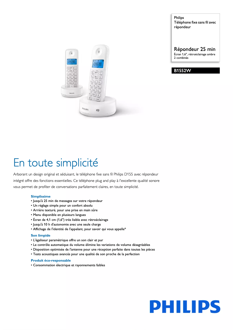 Imagen de la primera página del manual del dispositivo B1552W