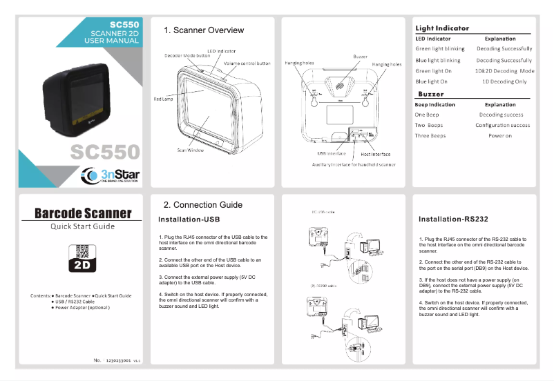 Page n°1 - Manuel utilisateur 3nStar SC550
