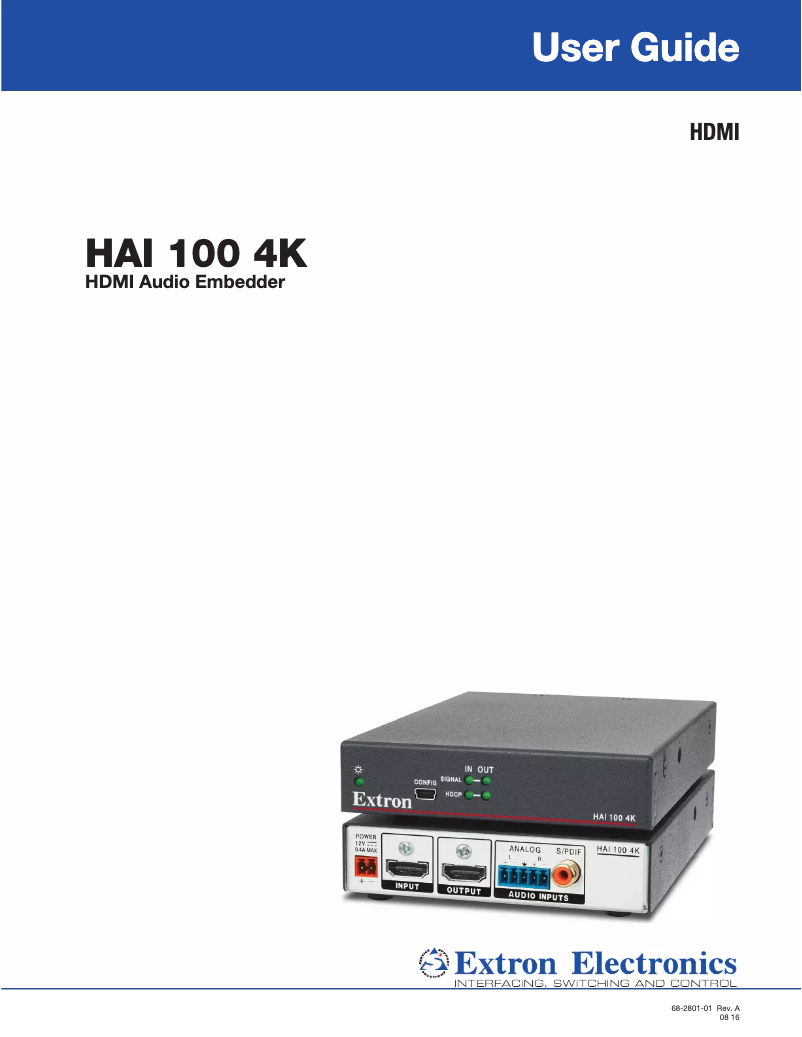 Page n°1 - Manuel utilisateur Extron HAI 100 4K