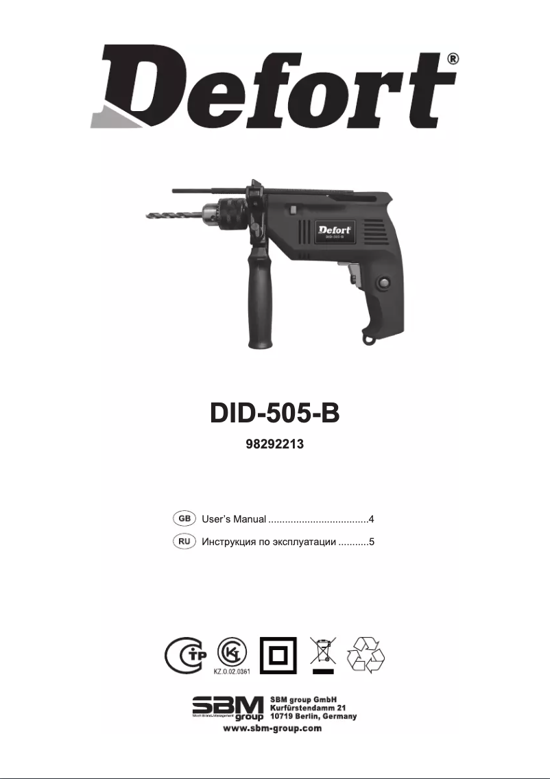 Página 1 del manual Manual de usuario Defort DID-505-B