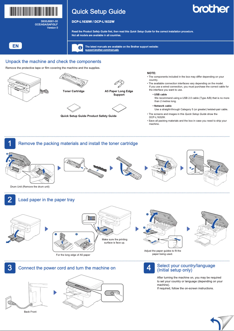 Image de la première page du manuel de l'appareil DCP-L1630W