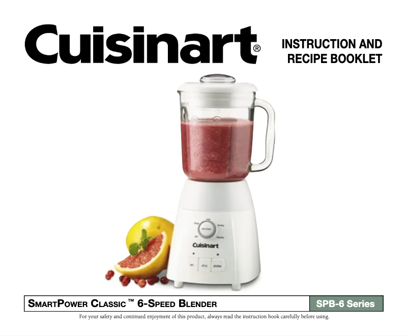 Page n°1 - Manuel utilisateur Cuisinart SmartPower Classic SPB-6