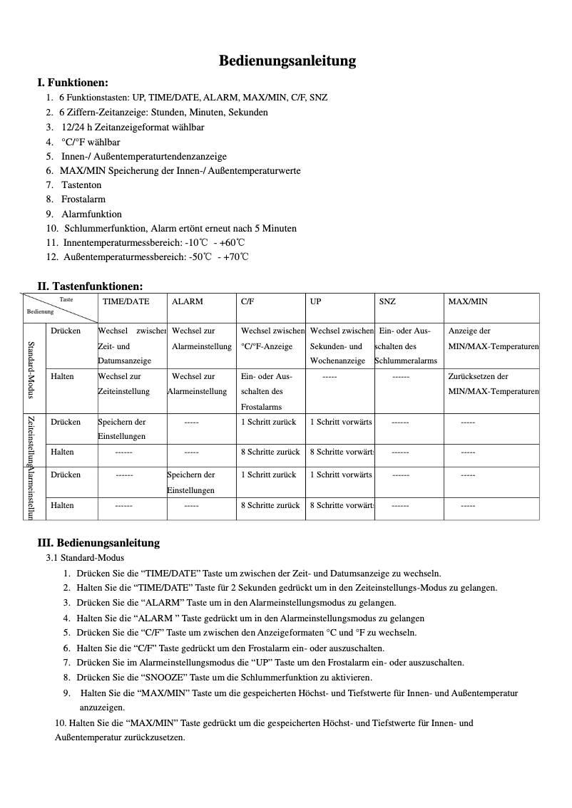 Page n°1 - Manuel utilisateur Techno Line WS 7037