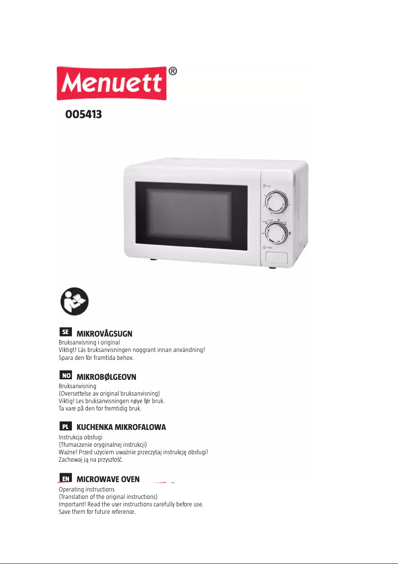 Página 1 del manual Manual de usuario Menuett 005-413