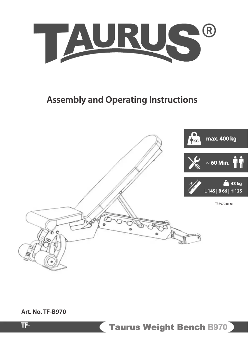 Page n°1 - Manuel utilisateur Taurus Weight Bench B970