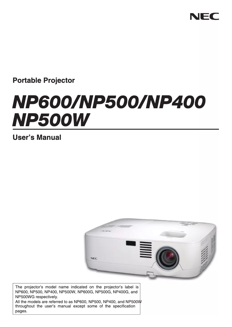 Image de la première page du manuel de l'appareil NP600