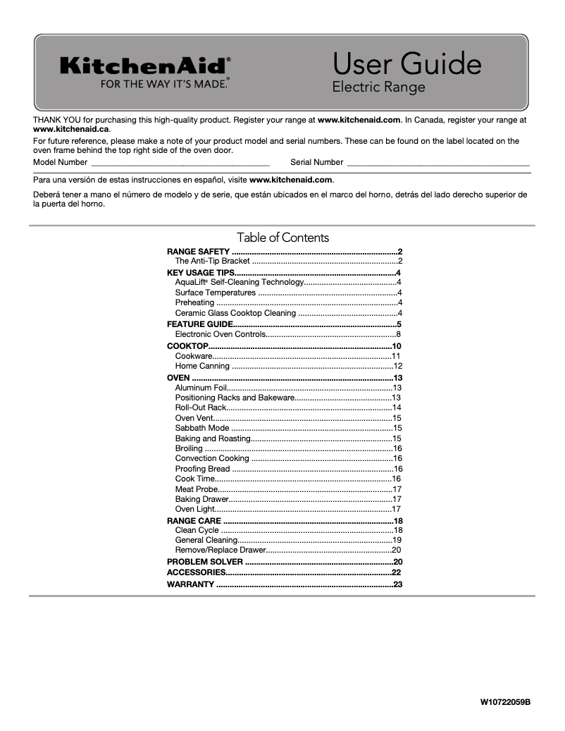 Page 1 de la notice Manuel d'utilisation et d'entretien KitchenAid KSEG700ESS