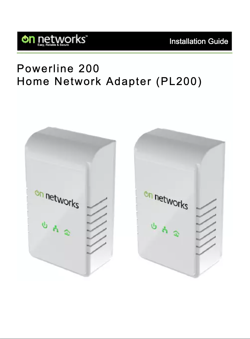 Page 1 de la notice Manuel utilisateur On Networks PL200