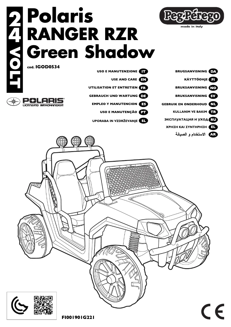 Page 1 de la notice Manuel utilisateur Peg Perego Polaris Ranger RZR
