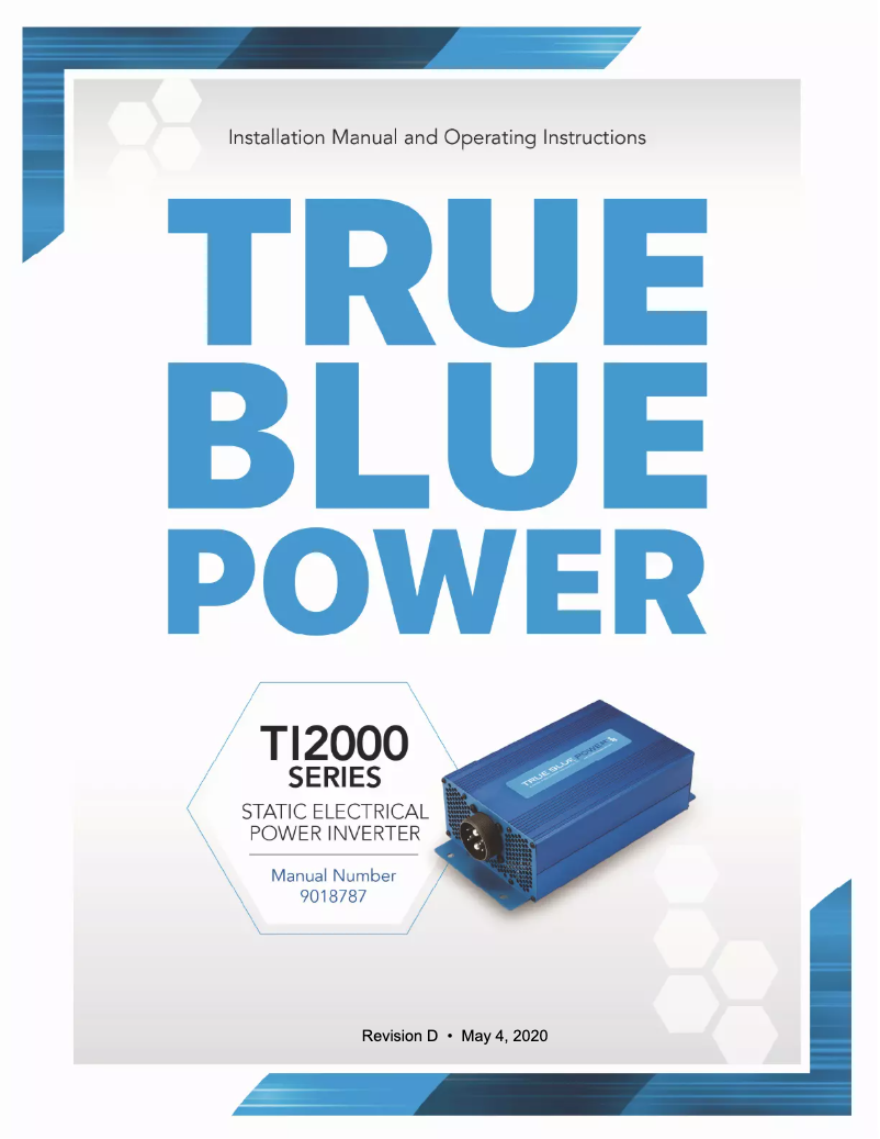 Page 1 de la notice Manuel utilisateur True Blue Power TI2000