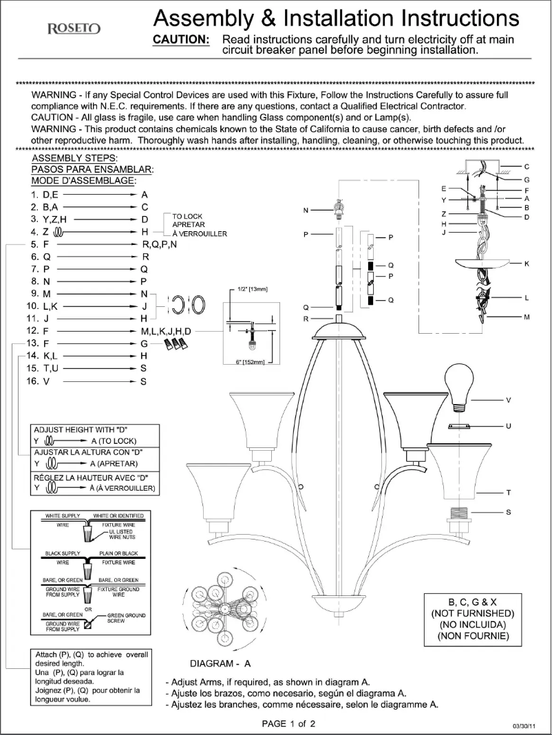 Page n°1 - Manuel utilisateur Roseto Leah PCH4936ANTWHG