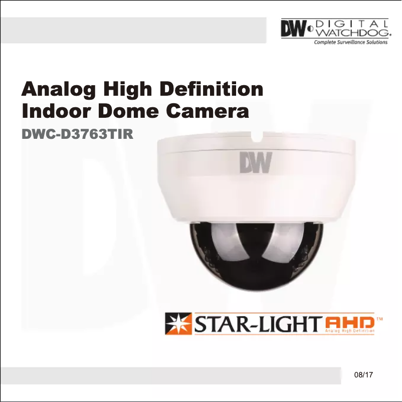 Image de la première page du manuel de l'appareil Star-Light AHD DWC-D3763TIR