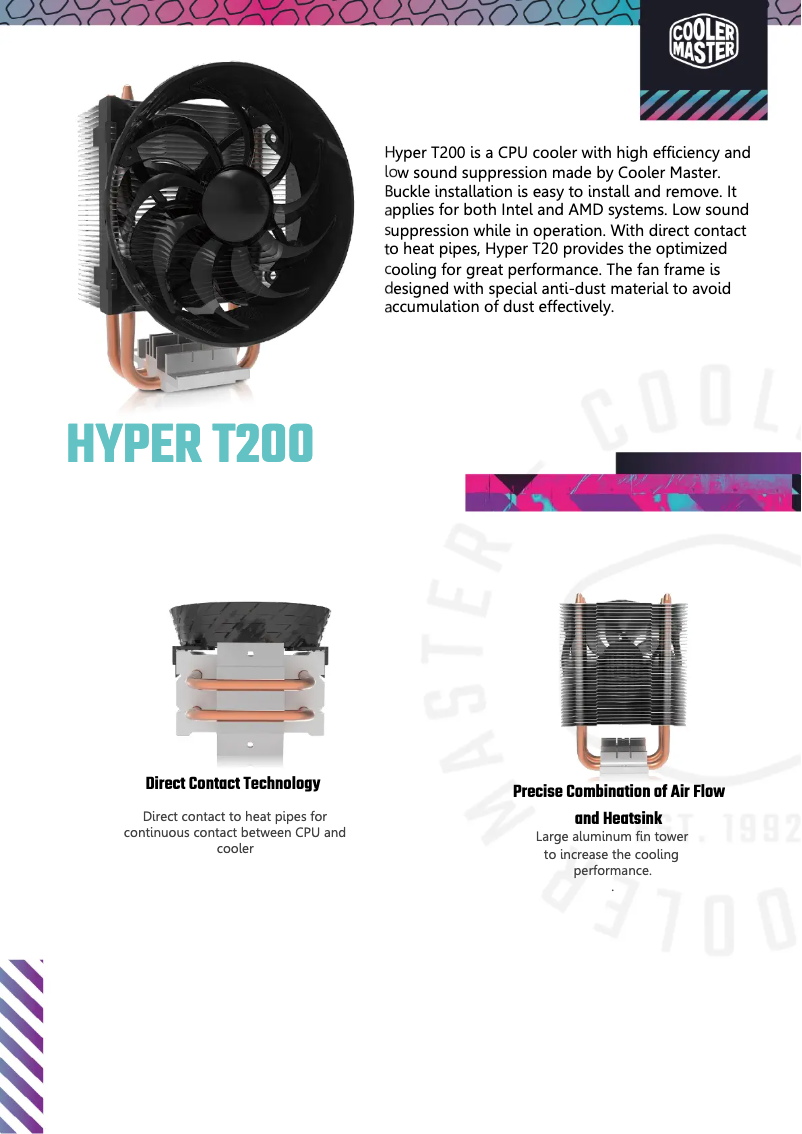 Page 1 de la notice Fiche technique Cooler Master Hyper T200