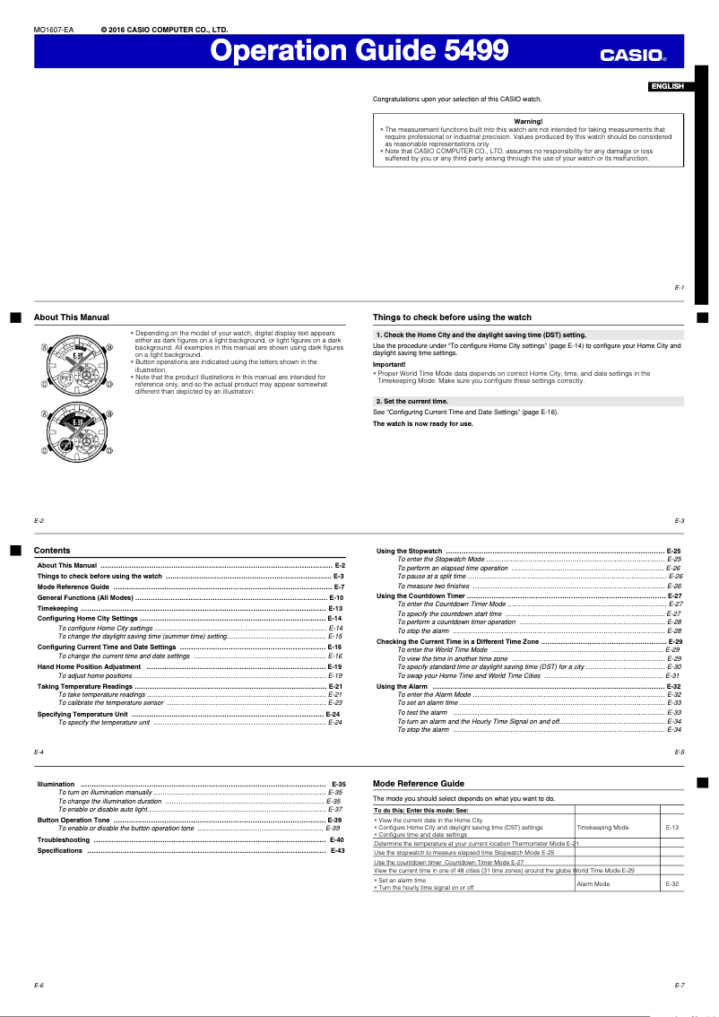 Page n°1 - Manuel utilisateur Casio Edifice EFV-530