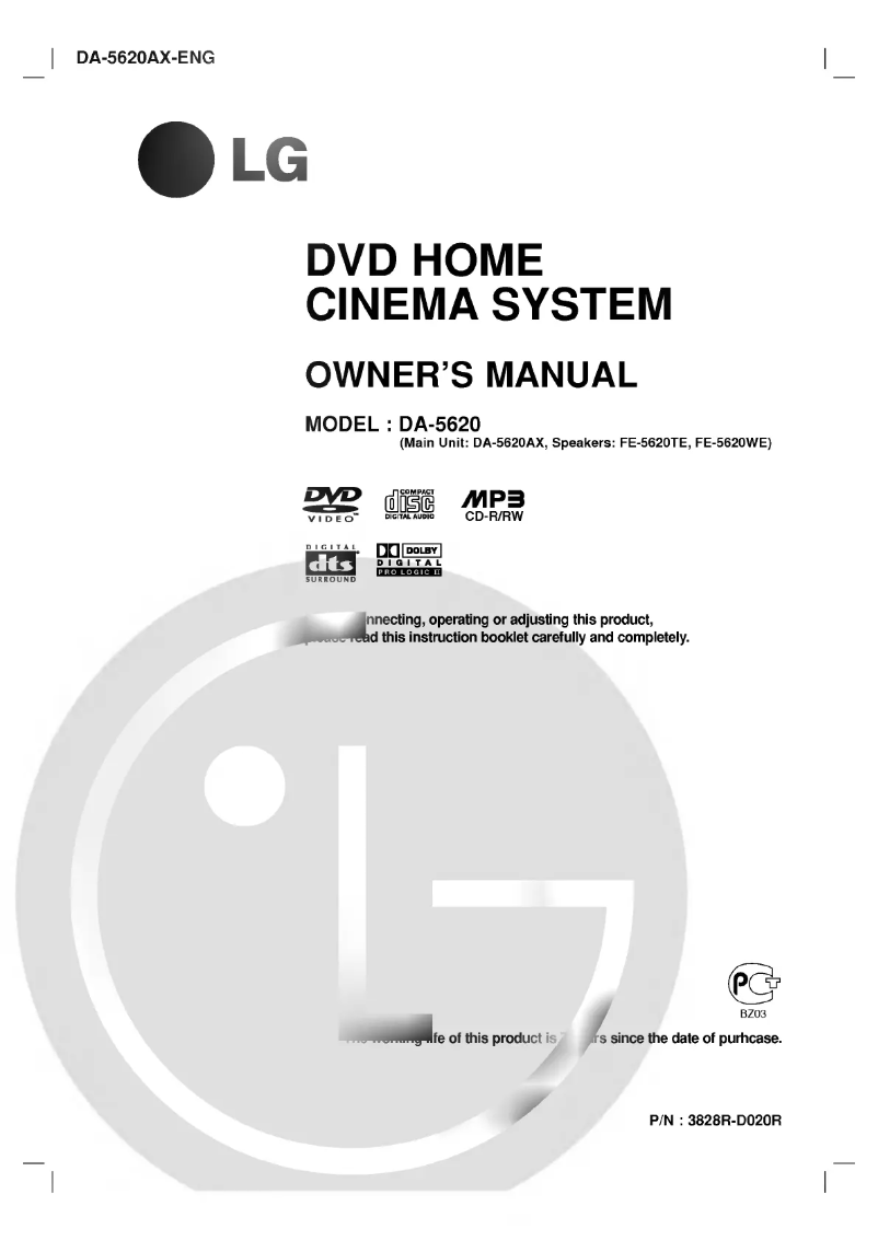 Page n°1 - Manuel utilisateur LG DA-5620AX
