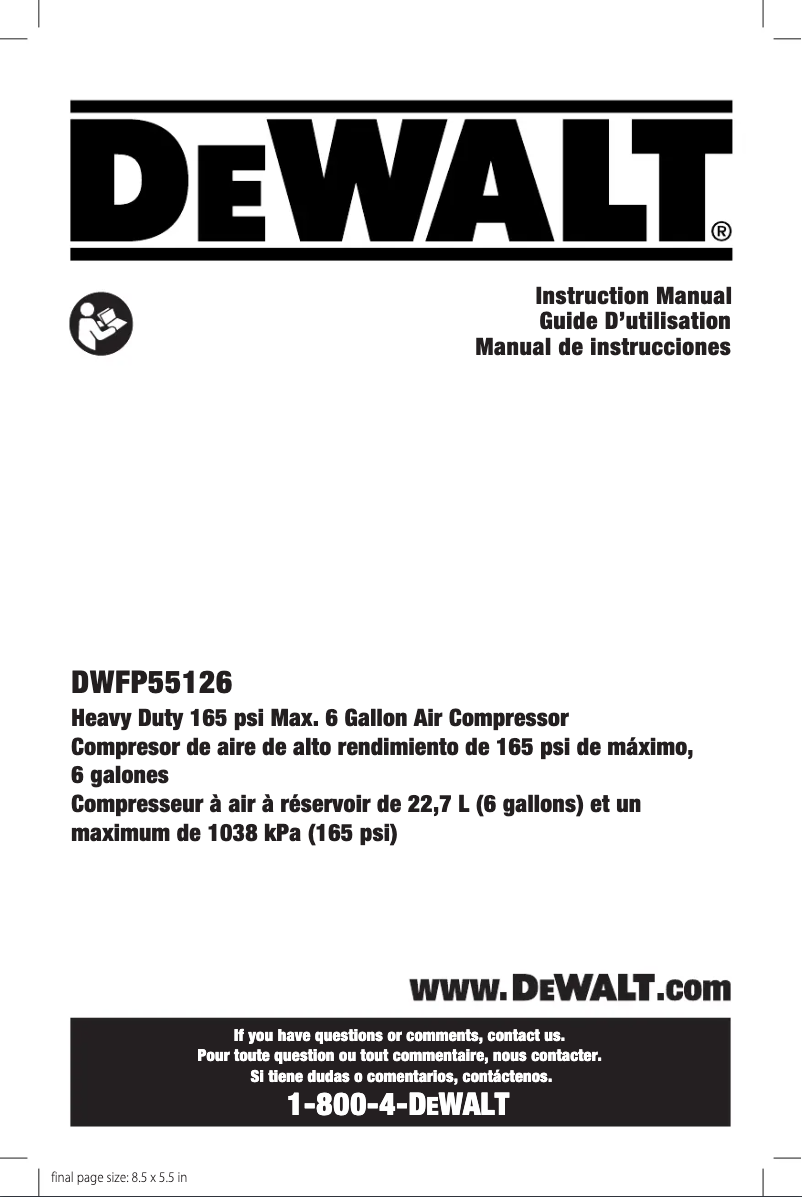 Page 1 de la notice Manuel utilisateur DeWalt DWFP55126