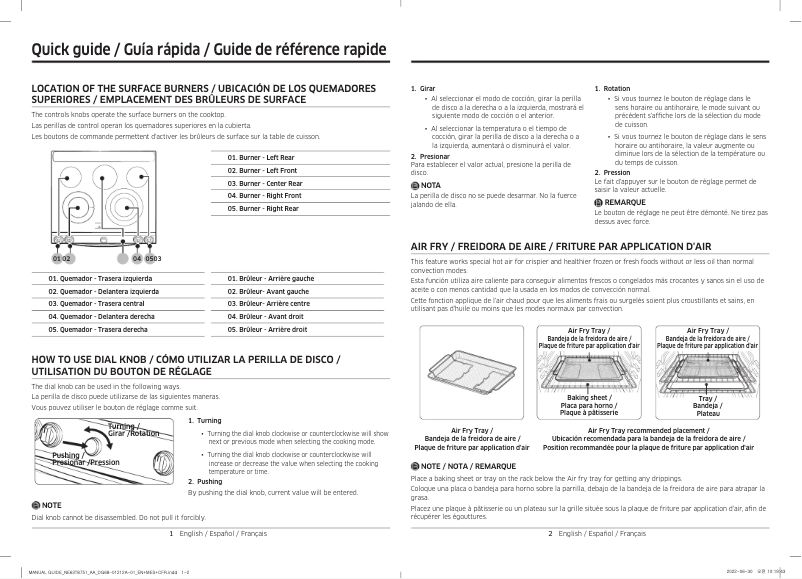 Page 1 de la notice Guide de démarrage rapide Samsung NE63A8711QN