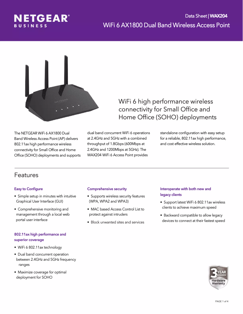 Image de la première page du manuel de l'appareil WAX204