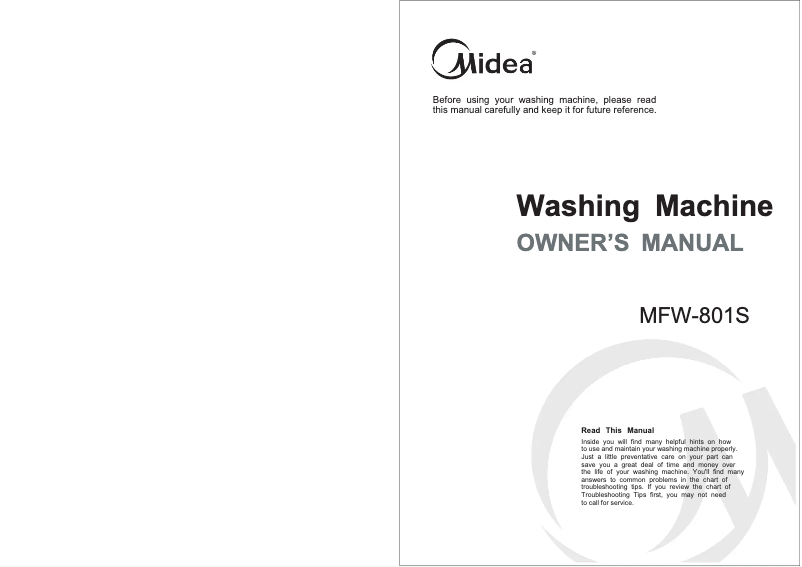 Page 1 of the manual User Manual Midea MFW-801S