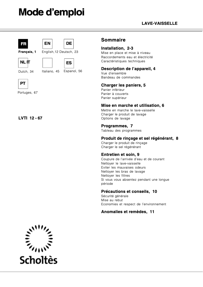 Image de la première page du manuel de l'appareil LVTI 12-67