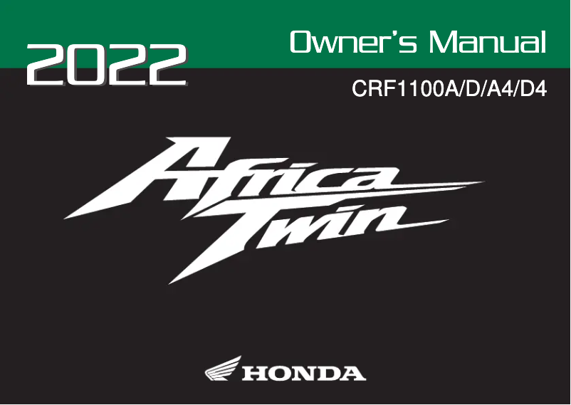 Imagen de la primera página del manual del dispositivo Africa Twin (2022)