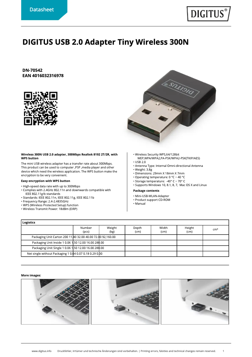 Page n°1 - Fiche technique Digitus DN-70542