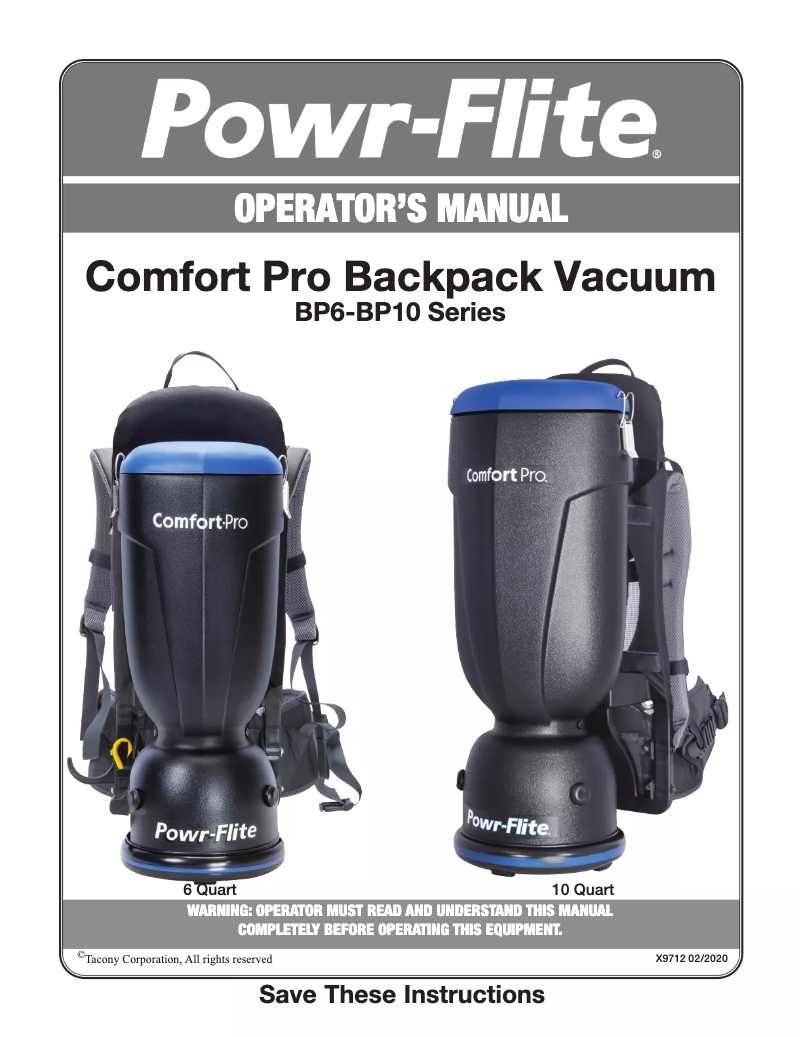 Page 1 de la notice Manuel utilisateur Powr-Flite BP6S