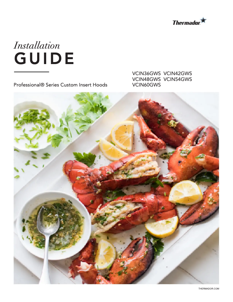 Page 1 de la notice Guide d'installation Thermador VCIN48GWS