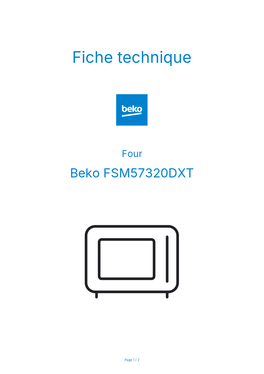 Page n°1 - Fiche technique Beko FSM57320DXT
