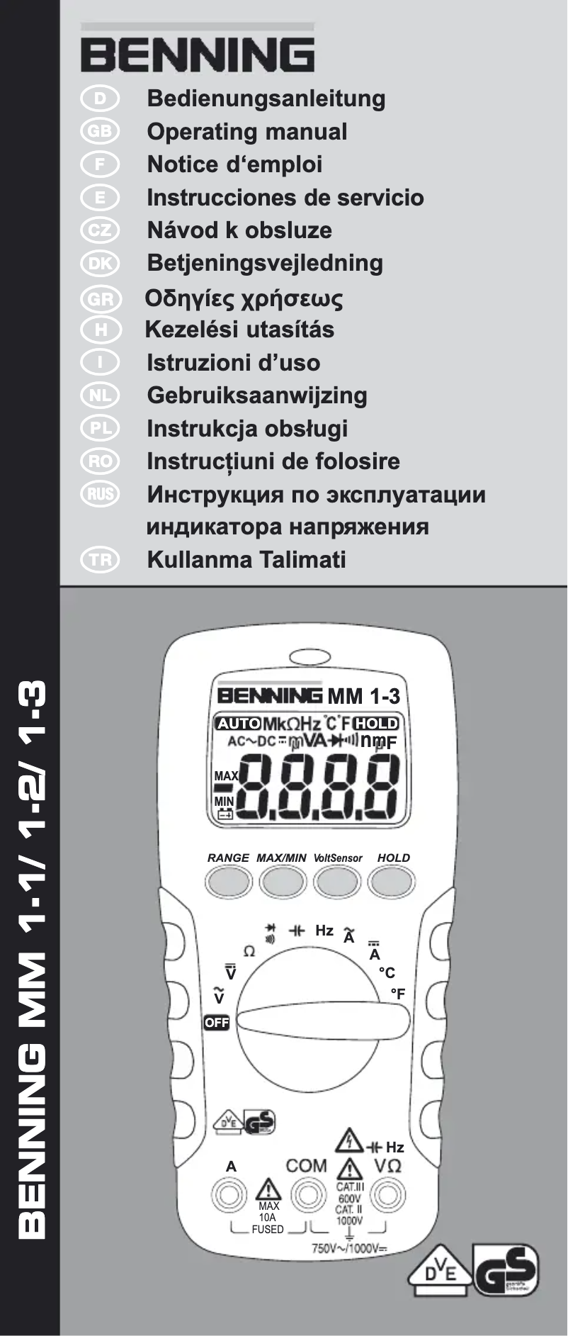 Page 1 de la notice Manuel utilisateur BENNING MM 1