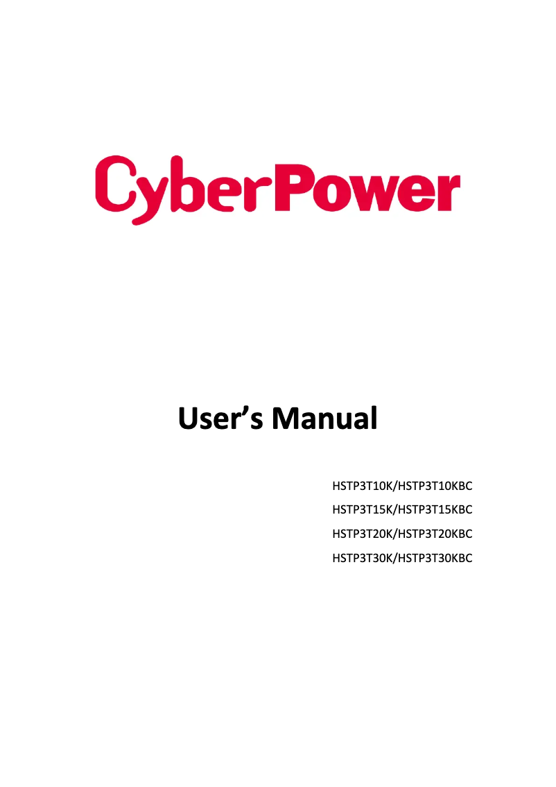 Page n°1 - Manuel utilisateur CyberPower HSTP3T30K