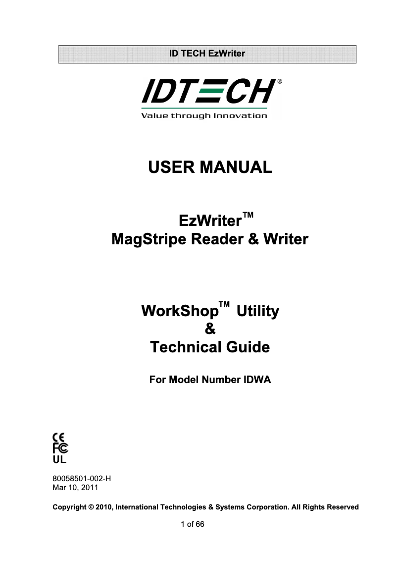 Page n°1 - Manuel utilisateur ID Tech EconoWriter