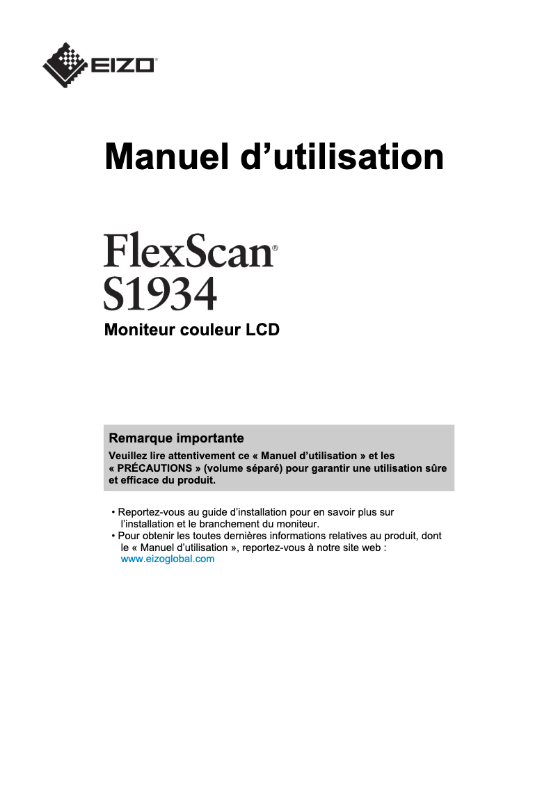 Image de la première page du manuel de l'appareil FlexScan S1934