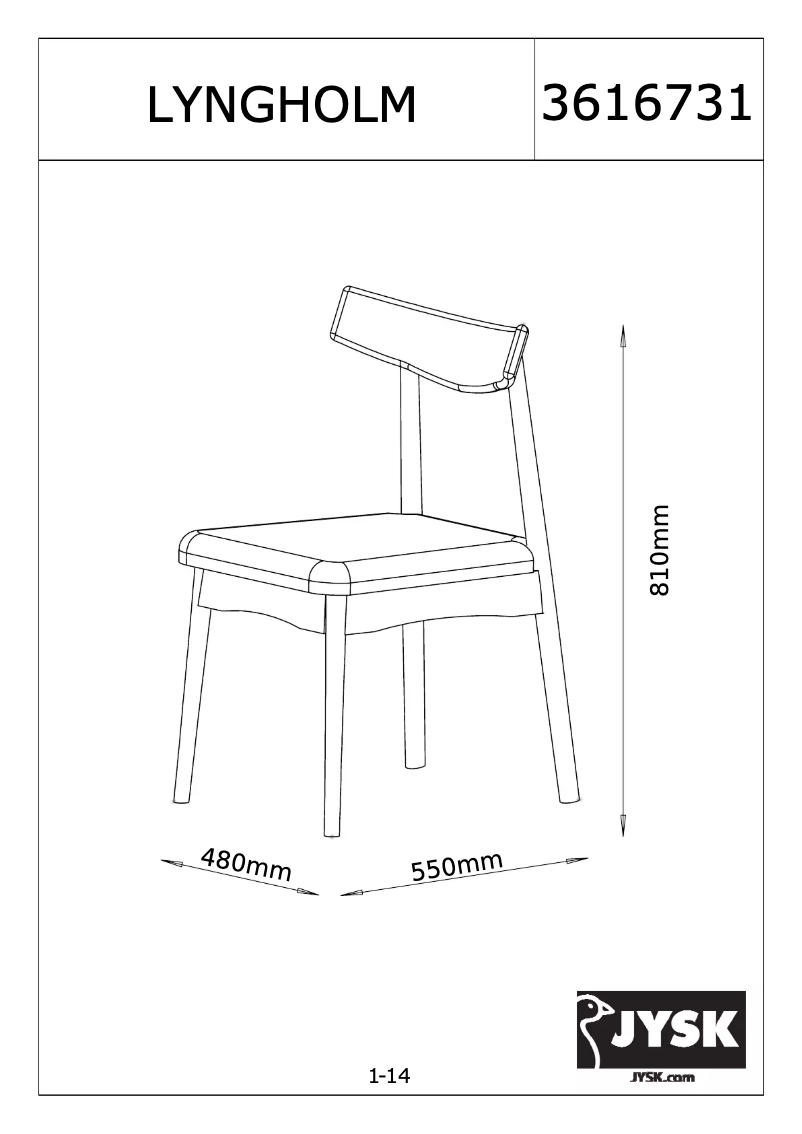 Page 1 de la notice Manuel utilisateur JYSK Lyngholm