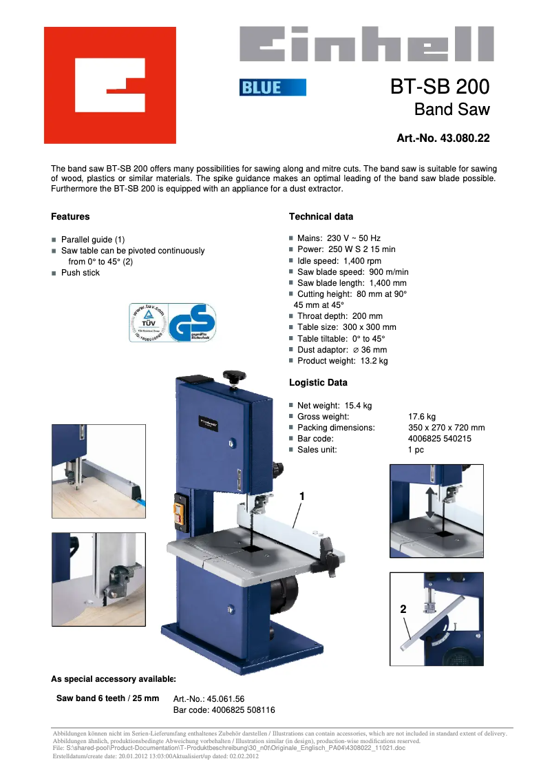 Image de la première page du manuel de l'appareil BT-SB 200