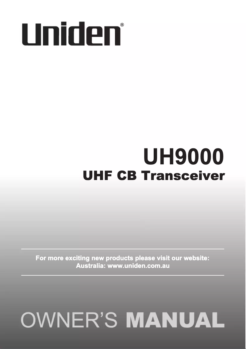 Image de la première page du manuel de l'appareil UH9000