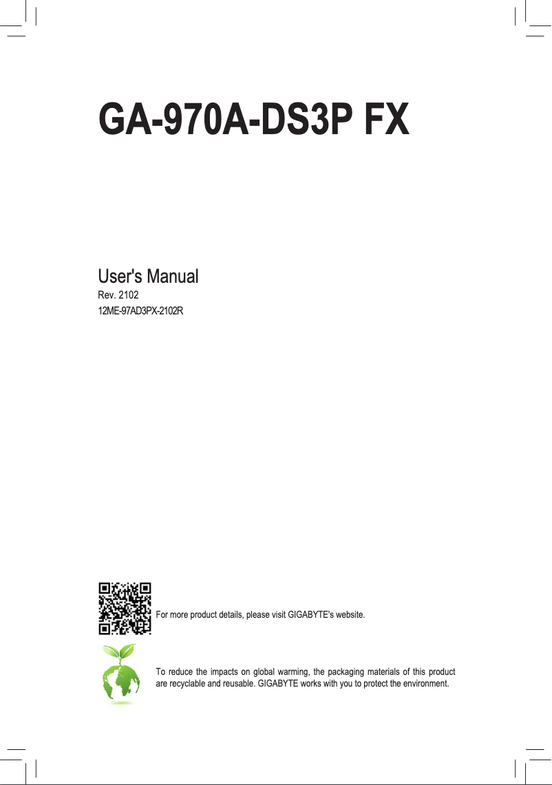 Page 1 de la notice Manuel utilisateur Gigabyte GA-970A-DS3P FX