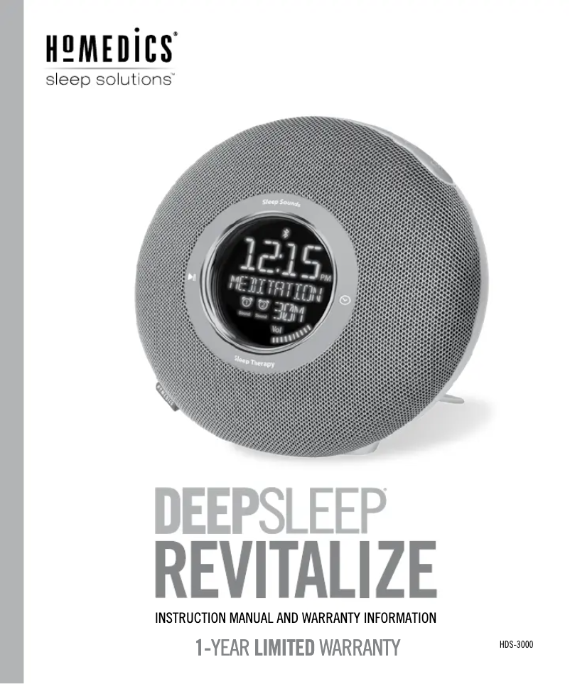 Image de la première page du manuel de l'appareil Deep Sleep Revitalize HDS-3000