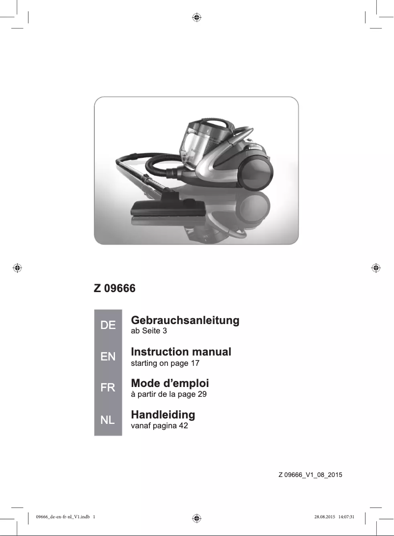 Page 1 de la notice Manuel utilisateur Cleanmaxx Z 09666